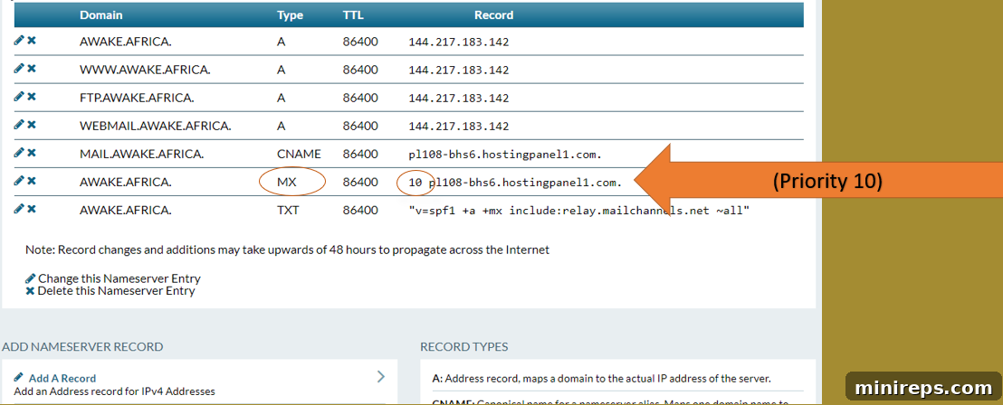 Decoding Technology: A Professional's Non-Technical Primer 11 Example of MX record configuration with priority and mail server details