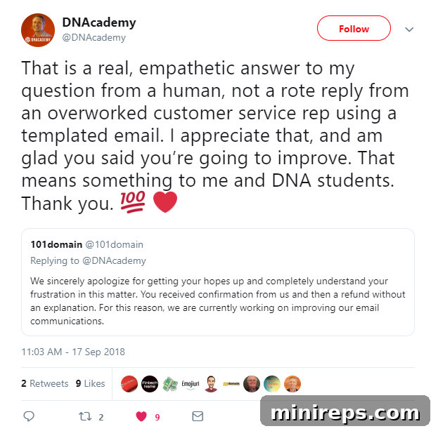 Signs You've Picked the Right Domain Registrar for Life 3 Thankful customer tweet