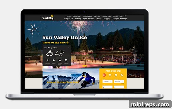 Scenic view of Sun Valley ski resort, Idaho, in winter