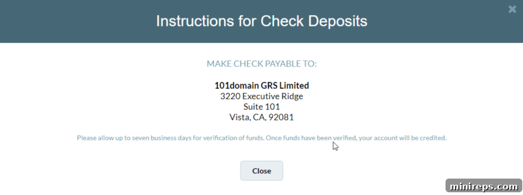 Screenshot of 101domain billing section showing 'Account Balance'