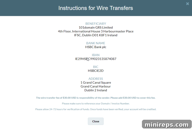 Screenshot of 101domain Account Balance page with payment method selection