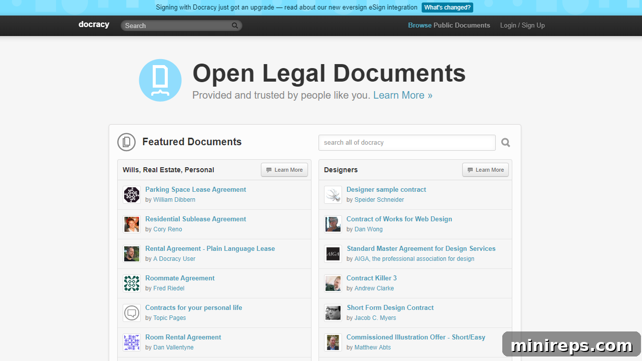 5 Online Gems to Kickstart Your Autumn 4 Docracy website showing a document template for legal agreements