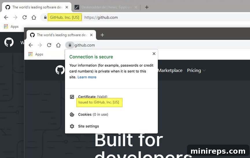 The Enduring Value of Extended Validation Certificates 5 Comparison of browser address bar displays with and without Extended Validation (EV) indicators