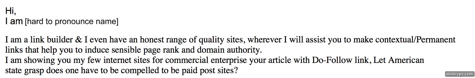 SEO backlink email with confusing language