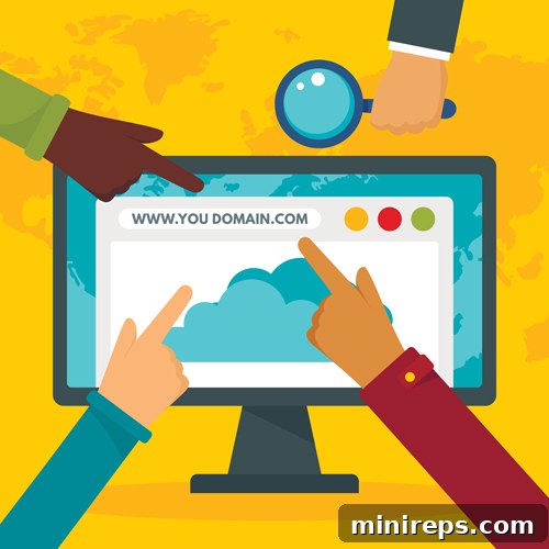Domain Name System illustration showing how web addresses resolve to IP addresses