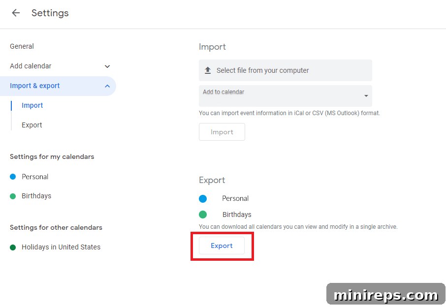 Calendar Import calendars
