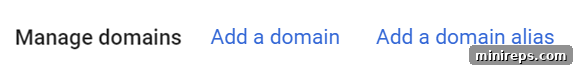 Screenshot of the Google Workspace Admin console highlighting the 'Add a domain alias' button within the 'Manage domains' section.