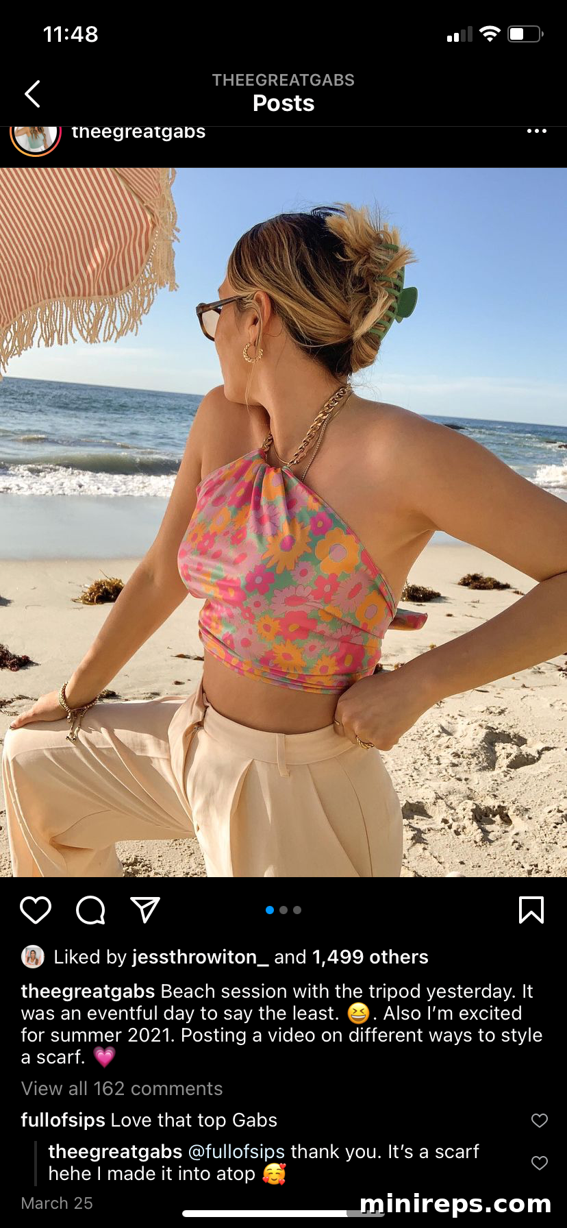 Original-Image Original content creator's Instagram post displaying a unique DIY top