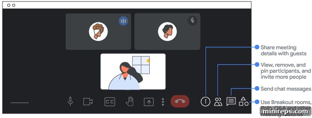 google meet interface showing new bottom bar