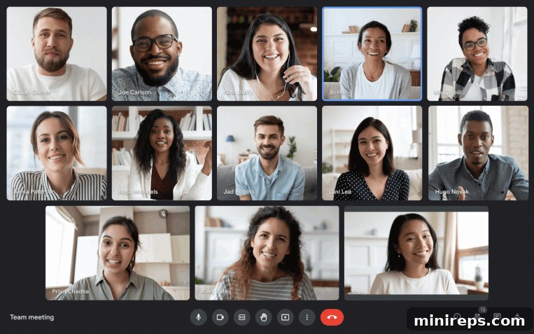 Google Meet demo showing self-view options