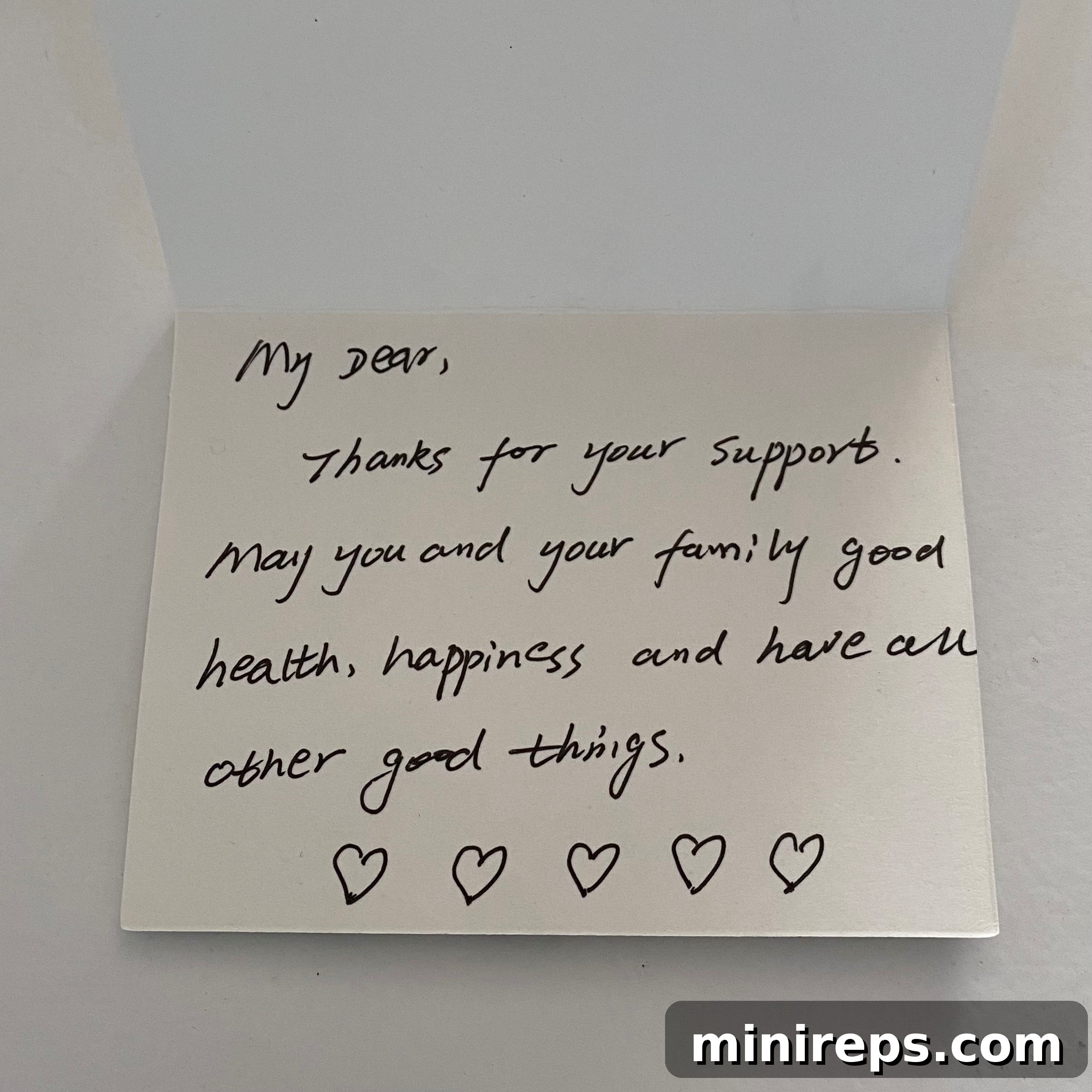 Personalized handwritten thank you card for small business customers