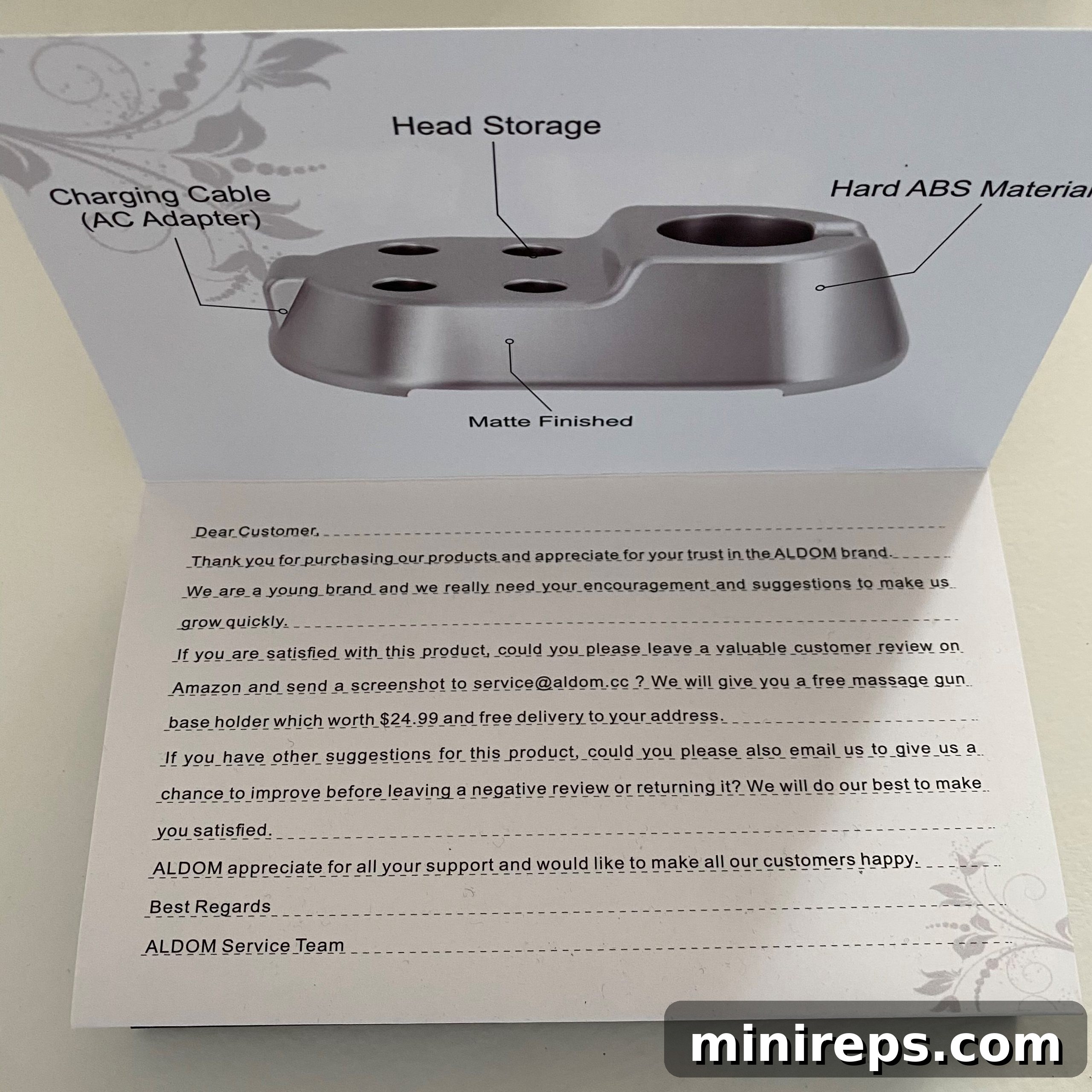 Marketing brochure promoting product extension for reviews