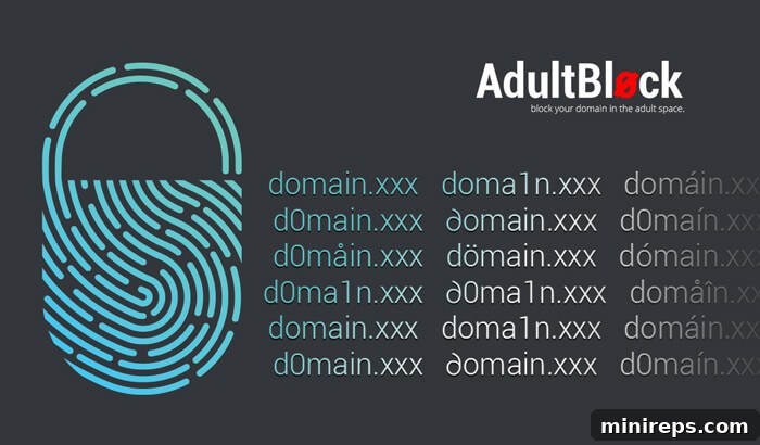 Visual representation of AdultBlock's multi-TLD protection