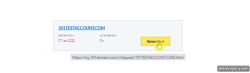 renew-now-link Hovering over a 'renew now' link to verify its destination.