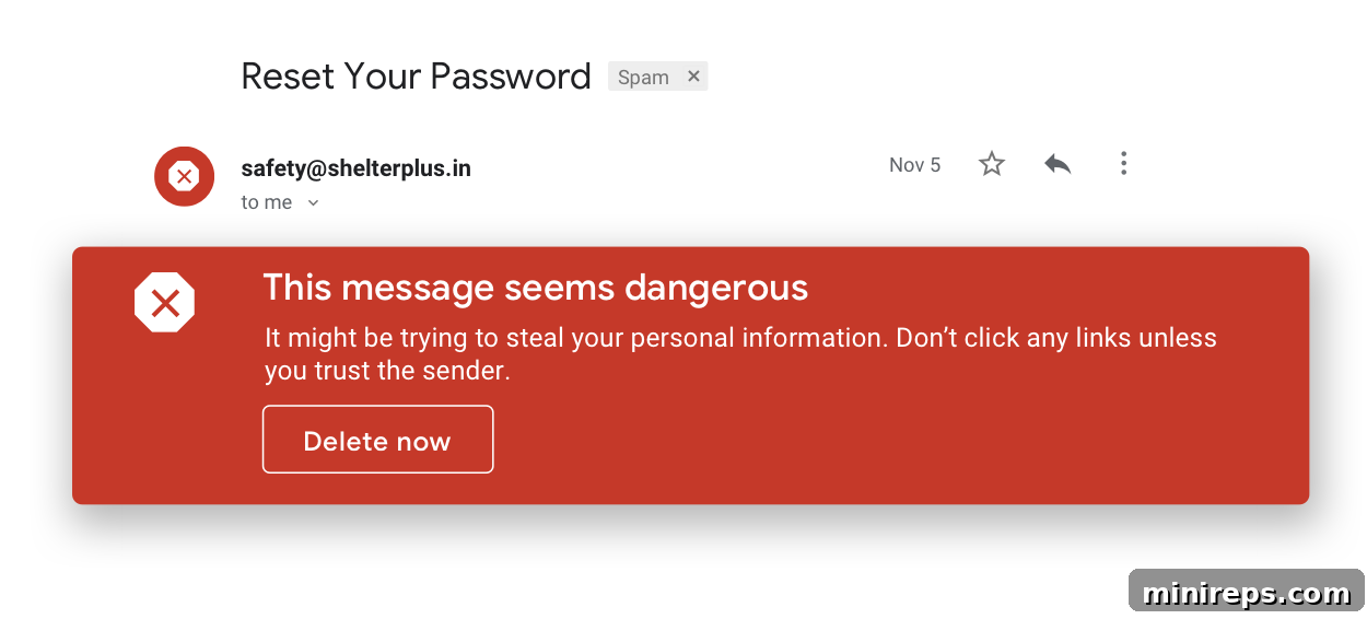 Gmail-spam Gmail's robust security features, including spam and phishing warnings, block 99.9% of dangerous emails.