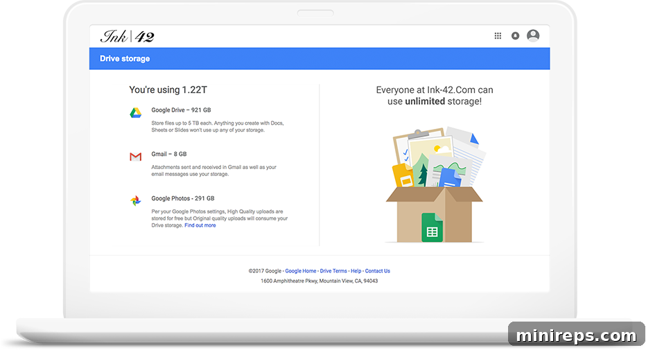 Google Drive storage capacity illustration with growing data