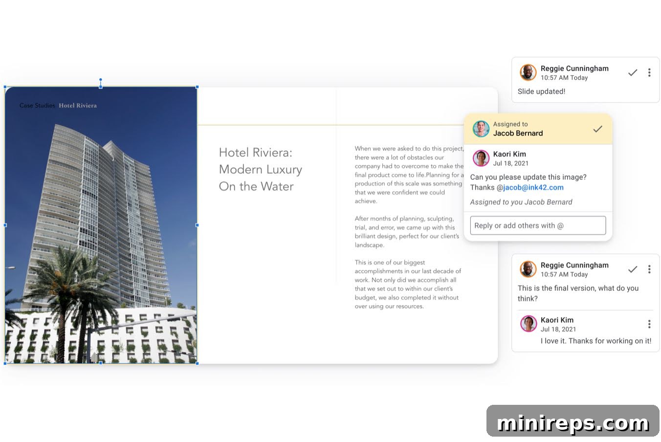 Slides-Presentation A team collaborating on a Google Slides presentation