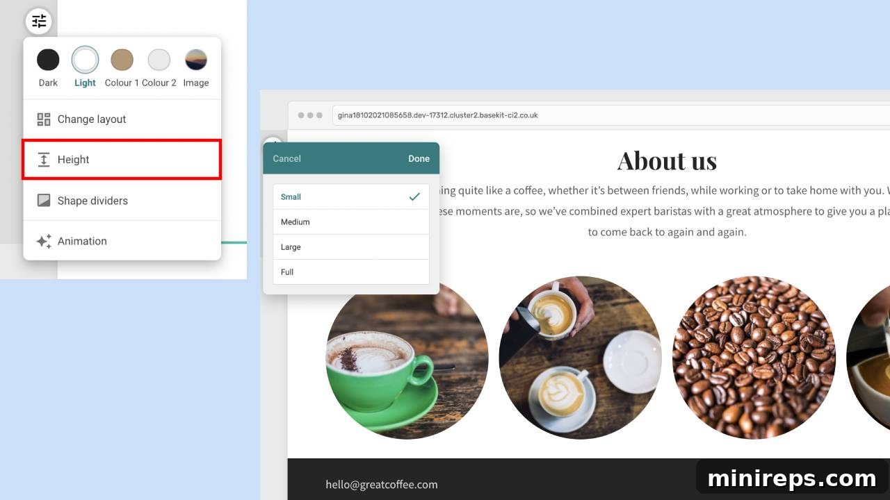 Blog-hero-image Height Settings for Sections in Easy Website Builder