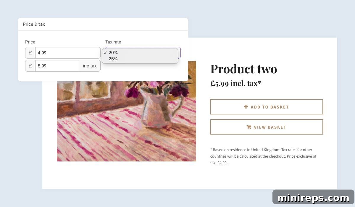 tax Tax Settings in Easy Website Builder