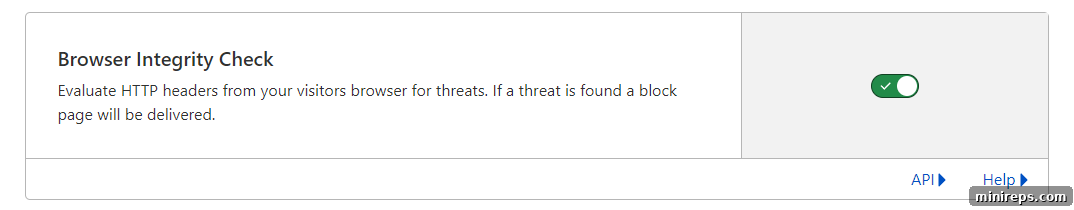Enable Browser Integrity Check for Bot Protection Cloudflare Browser Integrity Check Setting