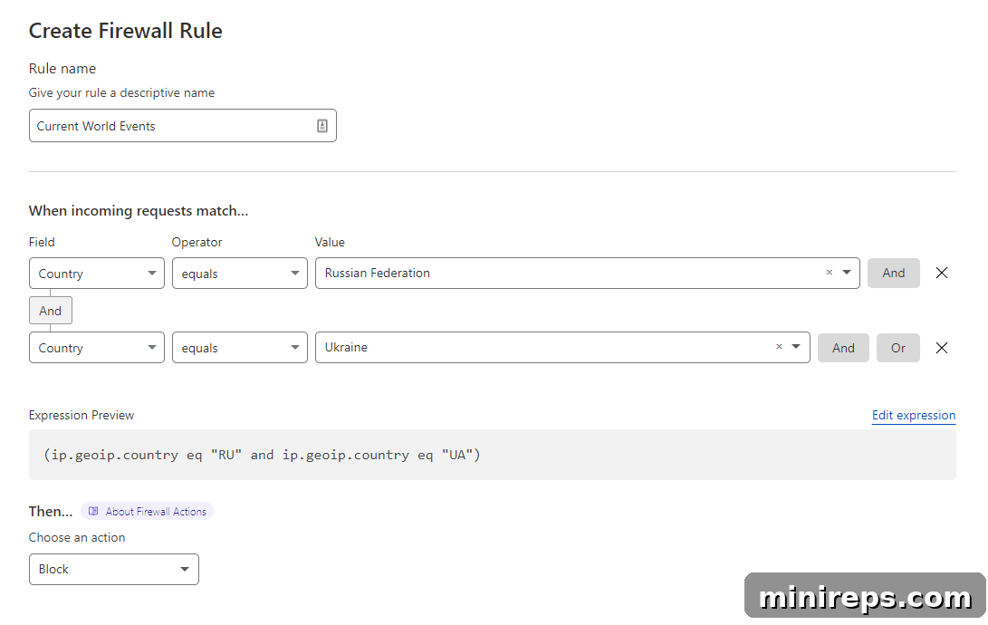 Custom Firewall Rules for Geo-Blocking Cloudflare Firewall Rules Configuration