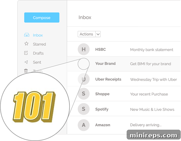 Bimi Example of BIMI logo in email inbox