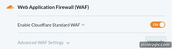 A screenshot of Cloudflare's WAF dashboard, illustrating rule sets and security options.