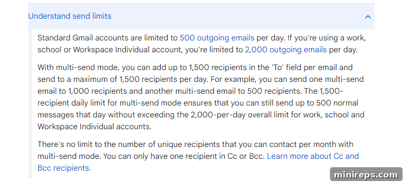Gmail Gmail email marketing sending limits
