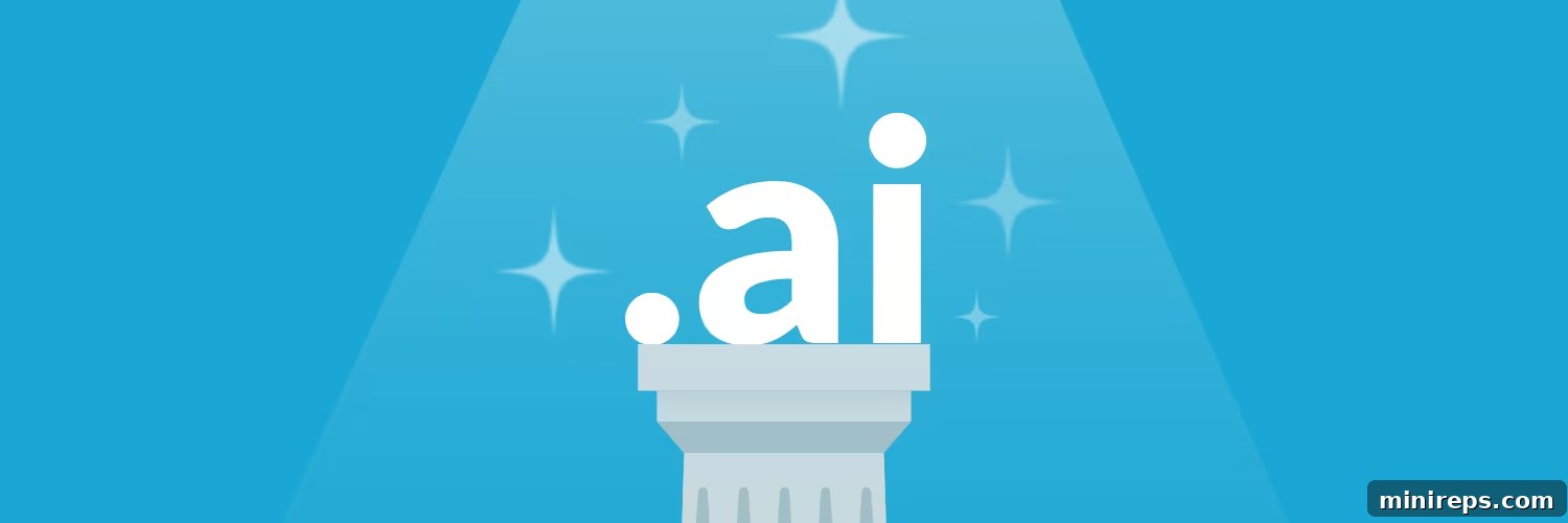 The .ai domain moves beyond the hype to secure its top-tier status, featuring a futuristic AI-themed visual