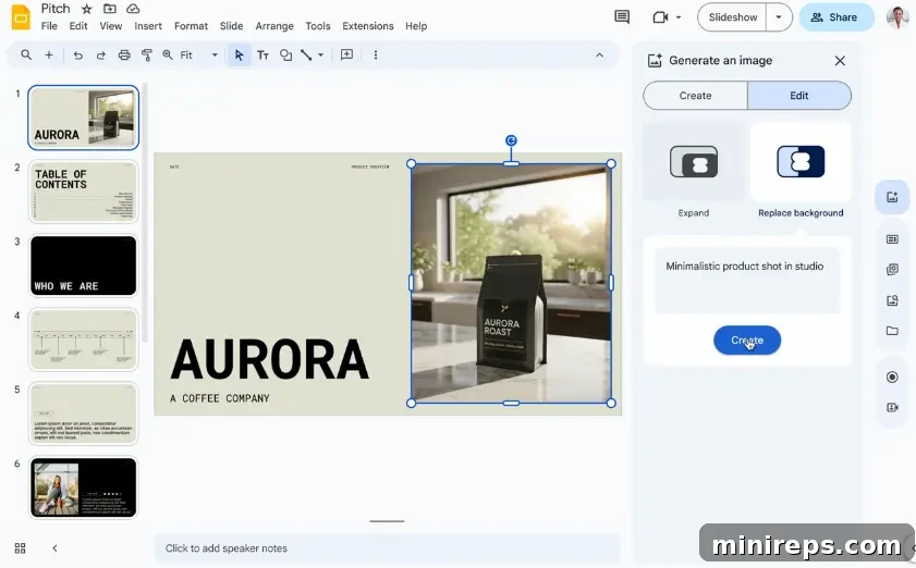 Edit image backgrounds with Gemini in Google Slides for tailored visuals.