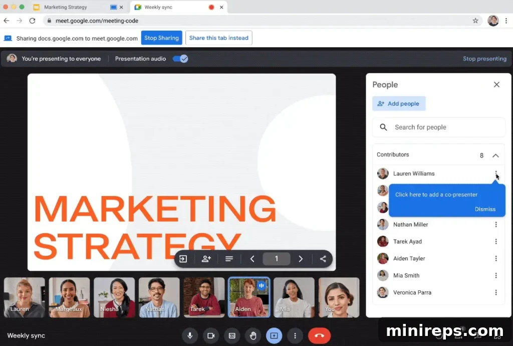 Co-present Slides in Google Meet for streamlined team presentations.