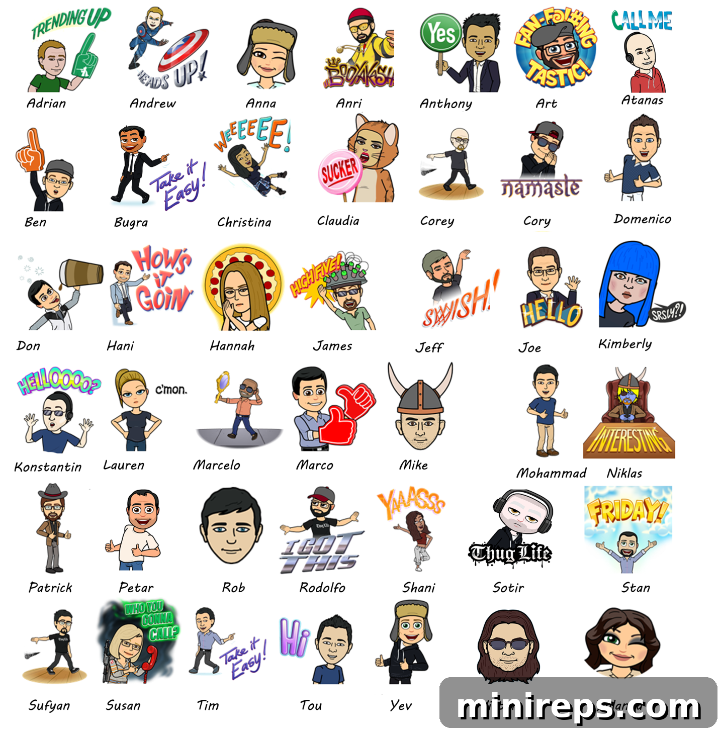 Your Bitmoji at Work 8 101domain USA team Bitmojis