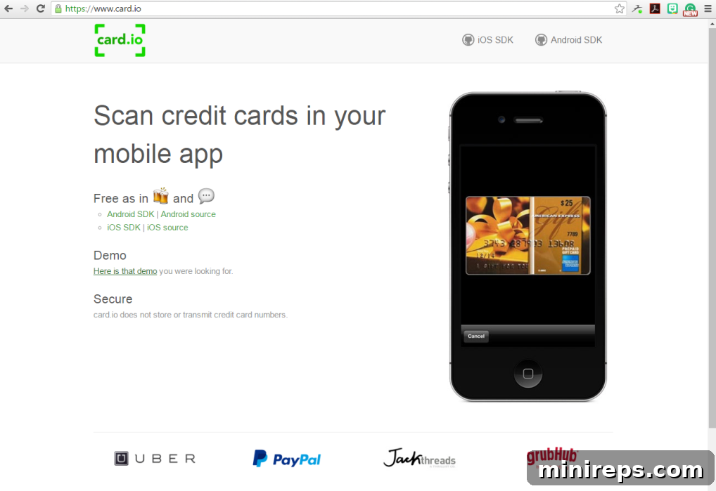 card.io mobile payment solution