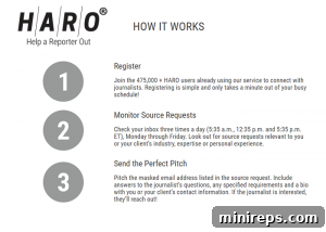 HARO - Help A Reporter Out logo with text 'Media Coverage Made Easy'