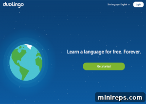 Duolingo owl mascot encouraging language learning with various flags