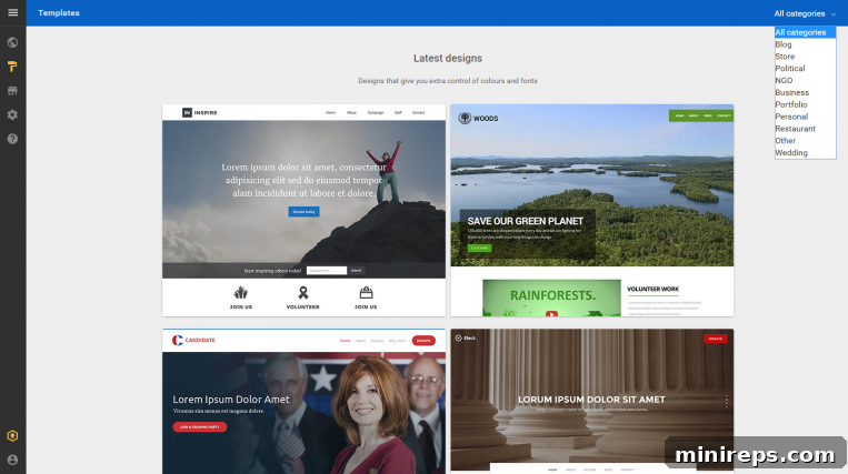 website builders templates