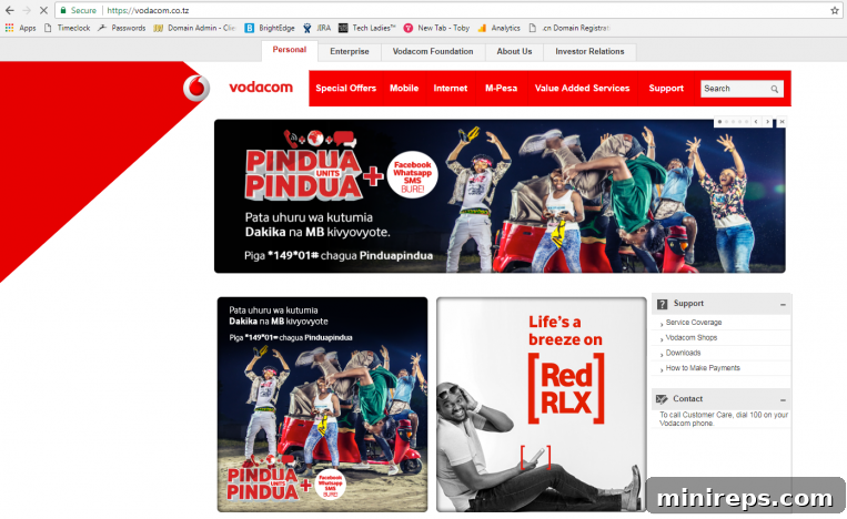 Vodacom Tanzania, a leading telecommunications provider, demonstrating strong local brand adoption.