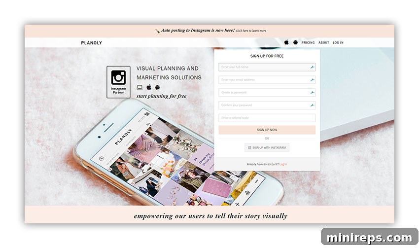 Planoly web tools for Instagram planning and social media management