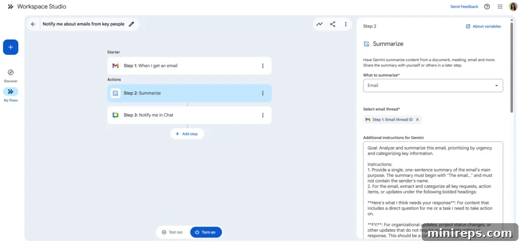 Step 2: Specify the actions for your AI agent in Google Workspace Studio