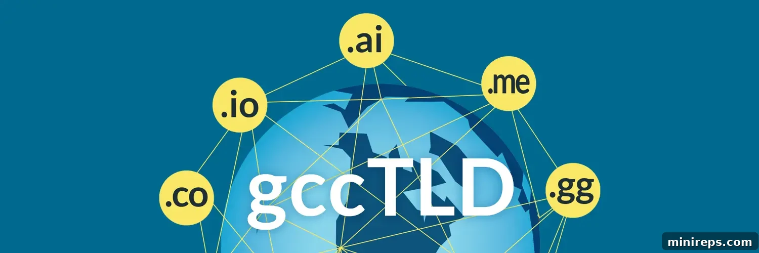 A vibrant, digitally-rendered image showing various domain extensions like .ai, .tv, .gg, and .me floating amidst a network of glowing lines, symbolizing global connectivity and modern internet branding.